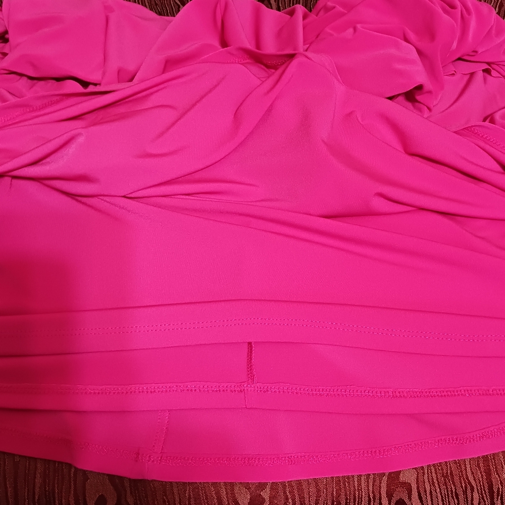 LAUREN RALPH LAUREN Dark Pink Cold-Shoulder Flare Sleeve Women's Size 2 - Picture 8 of 12